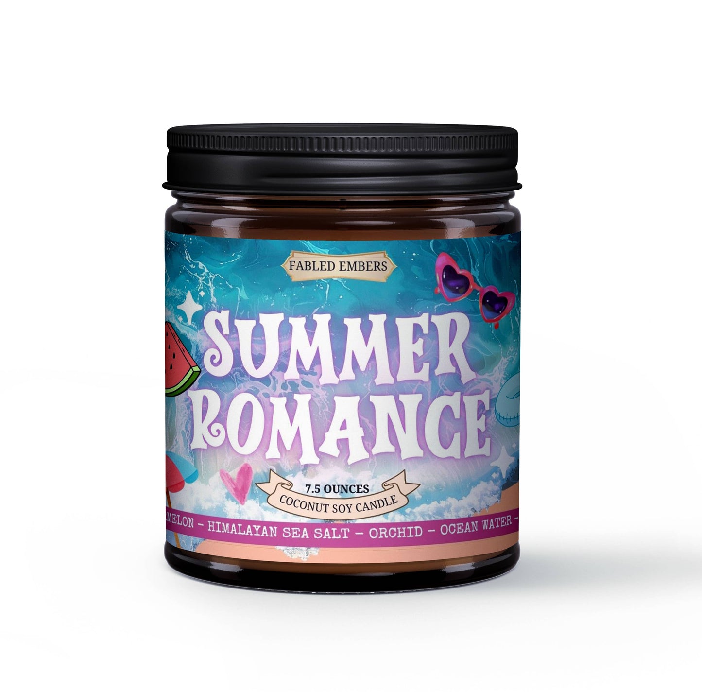 SUMMER ROMANCE Book Candle in Amber Glass | Limited Time