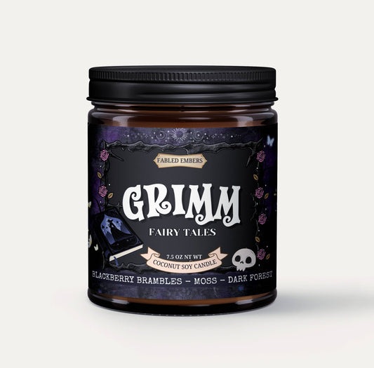 GRIMM Fairy Tales Candle | Amber Glass | Bookish | Unique