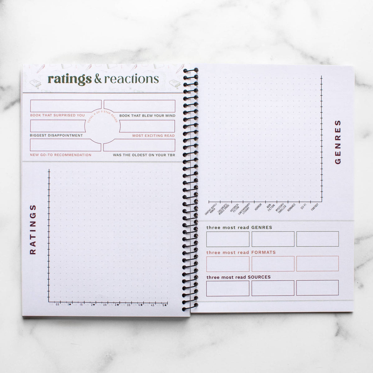 Reading Tracker - Undated Spiral Softcover Book Journal
