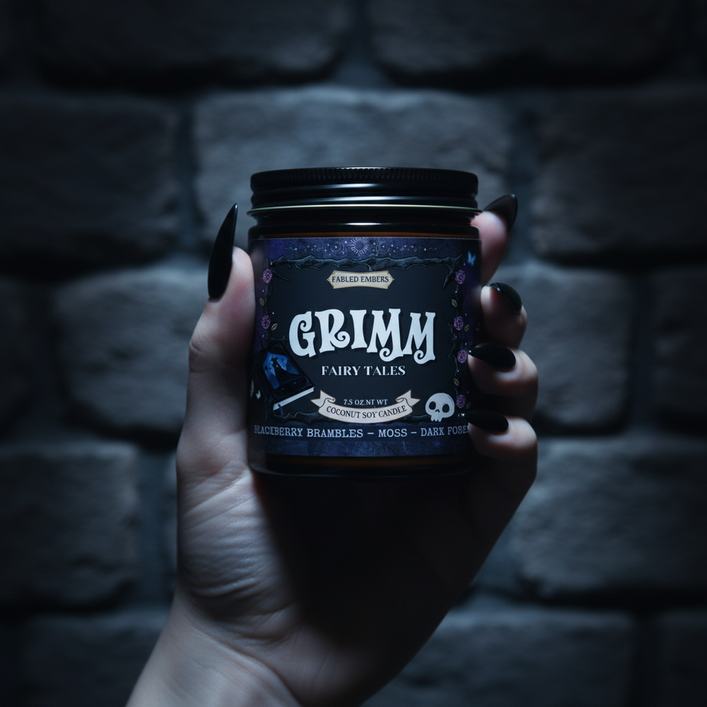 GRIMM Fairy Tales Candle | Amber Glass | Bookish | Unique