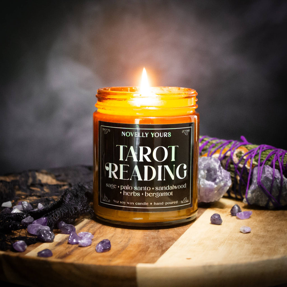 Moody Candle - Tarot Reading, amber jar Witchy vibes 9oz 