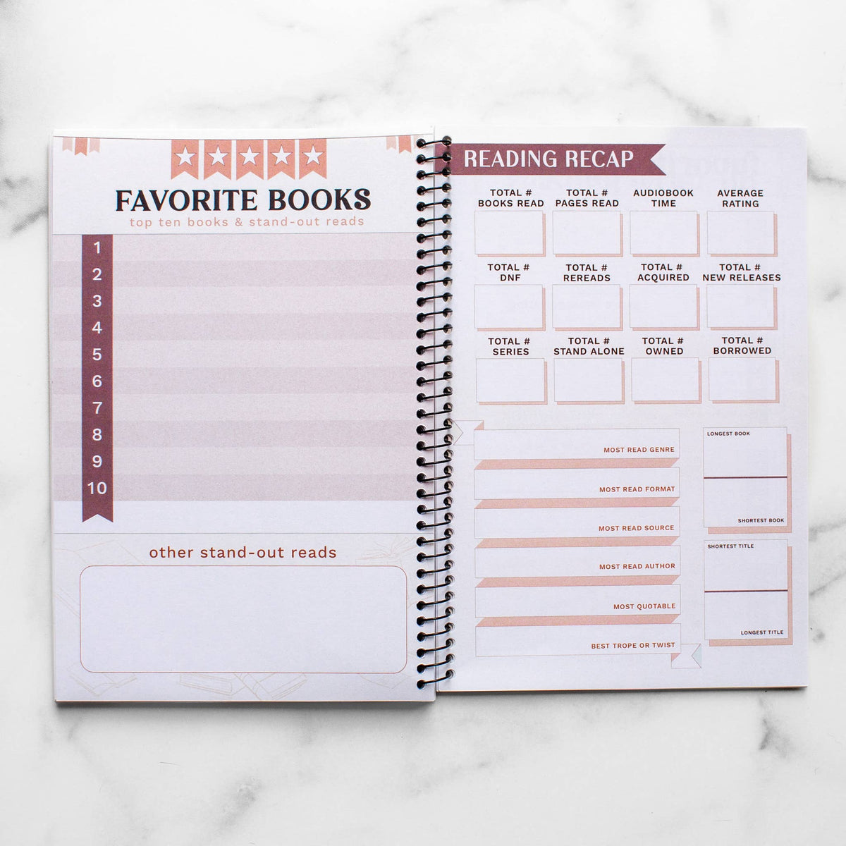 Reading Tracker - Undated Spiral Softcover Book Journal